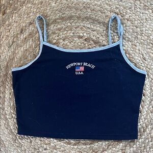 Newport Beach USA Navy Crop Top